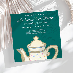 Invitation Théière simple et élégante Fête d'anniversaire T