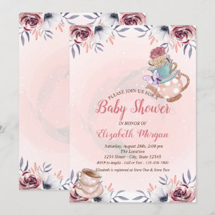 Invitation Théière Tasse à thé Floral Fête de thé Baby Shower