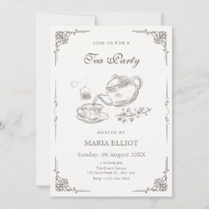 Invitation théière vintage
