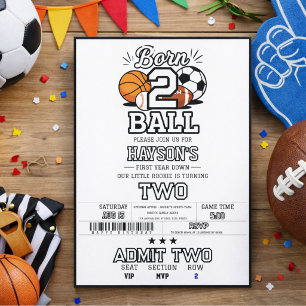 Invitation Thème 2 sports de balle pour garçon Fête d'anniver