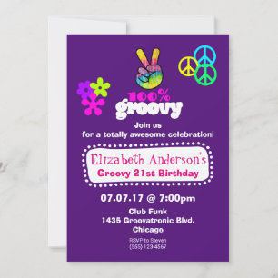 Invitation Thème Anniversaire Hippie Groovy Fête