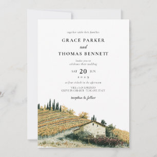 Invitation Thème Automnal de Vignoble Toscan pour Mariage Ita