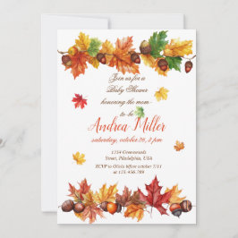 Invitation Thème Automne Feuilles Baby shower