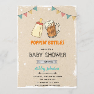 Invitation thème baby shower bouteilles qui éclate