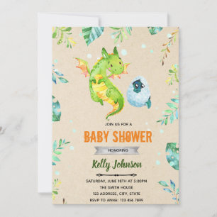 Invitation thème baby shower dragon