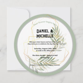 Invitation Thème Botanique Mariage Arché Noir Moderne