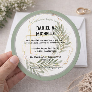 Invitation Thème Botanique Mariage Arché Noir Moderne