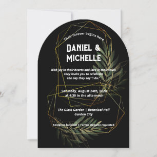 Invitation Thème Botanique Mariage Arché Noir Moderne
