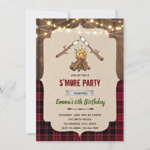 Invitation Thème campestre de s'mores de camping