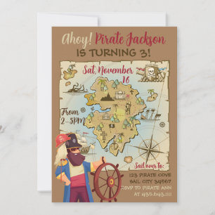 Invitation Thème Carte au Trésor de Pirate