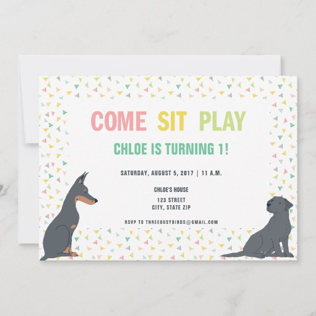 Invitation Thème Chien Chien Chien Chien Chien Chien Chien Fê (Devant)