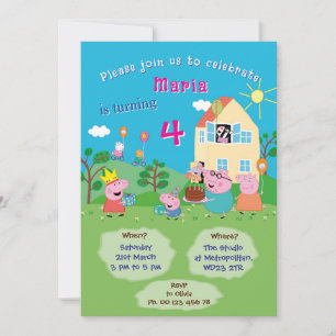 Invitation thème cochon de dessin animé. Fête d'en