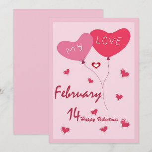 Invitation Thème Coeur mignon Rose Et Rouge