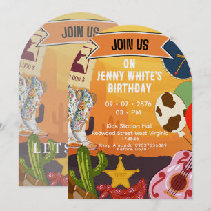 Invitation Thème Cowboy Cowgirl 