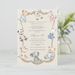 Invitation Thème d'animaux pour fête en pyjama pour Baby Show