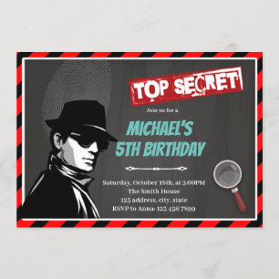 Invitation thème d'anniversaire d'agent secret