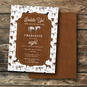 Invitation Thème d'anniversaire de cheval Cowgirl Cowboy
