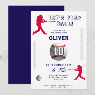 Invitation Thème d'anniversaire de joueur de baseball de base