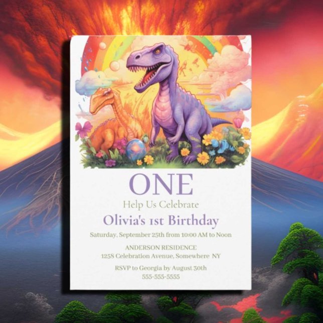 Invitation Thème d'anniversaire des dinosaures arc-en-ciel (If you have any questions or need assistance with anything, feel free to reach out. We're thrilled t)