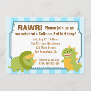Invitation Thème d'anniversaire - Dinosaures mignons