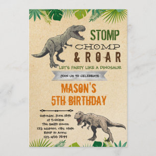 Invitation Thème d'anniversaire du garçon dinosaure