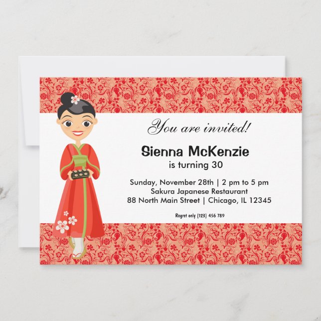 Invitation Thème d'anniversaire japonais (Devant)