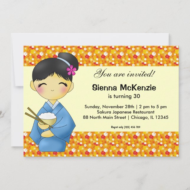 Invitation Thème d'anniversaire japonais (Devant)