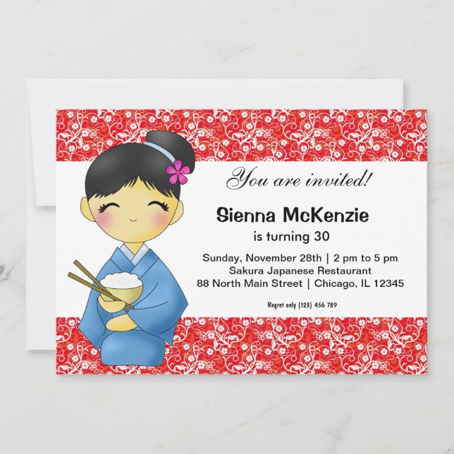 Invitation Thème d'anniversaire japonais (Devant)