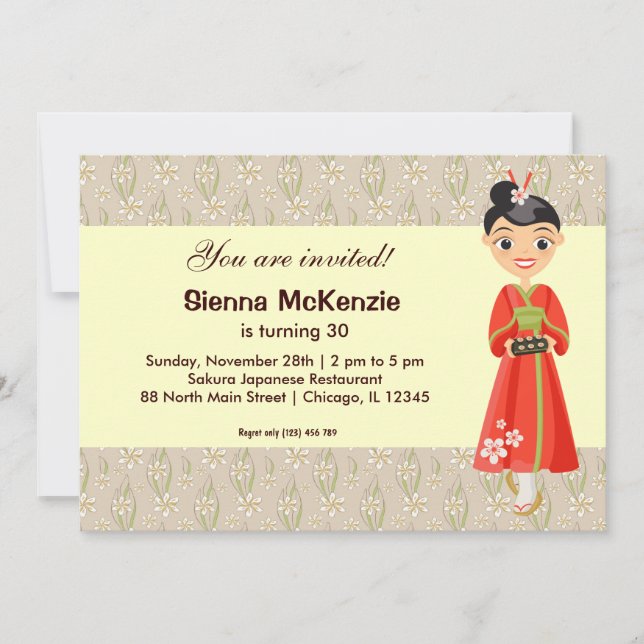 Invitation Thème d'anniversaire japonais (Devant)