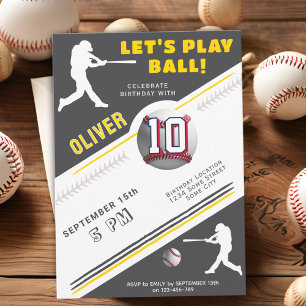 Invitation Thème d'anniversaire Joueur de Baseball de Basebal