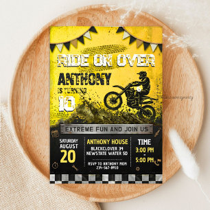 Invitation Thème d'anniversaire Motocross - Moto Cross Sale G