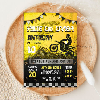 Invitation Thème d'anniversaire Motocross - Moto Cross Sale G