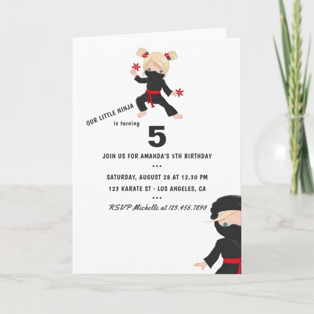 Invitation Thème d'anniversaire Ninja (Devant)