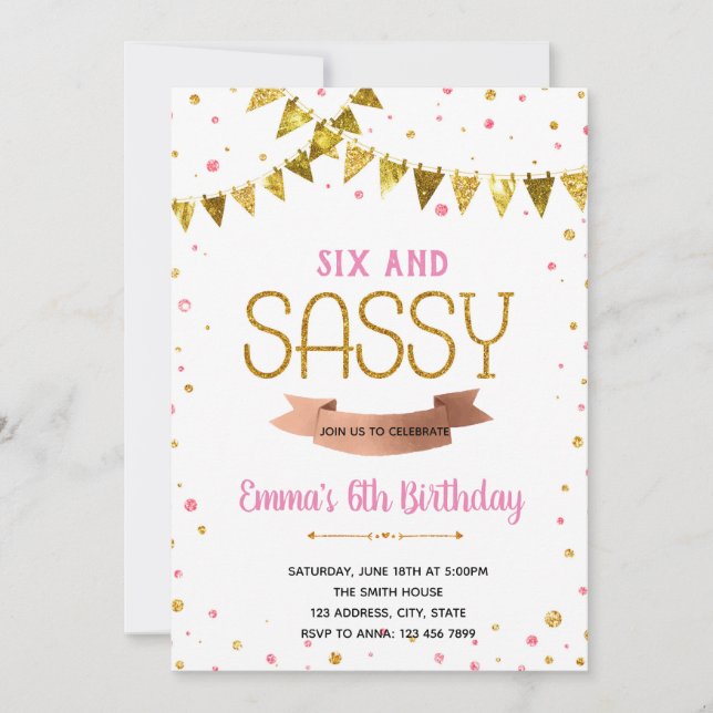 Invitation Thème d'anniversaire six ans et impertinent (Devant)