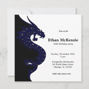 Invitation Thème d'anniversaire Yin Yang Dragon
