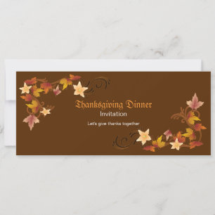 Invitation Thème d'automne classique des Feuilles de Thanksgi