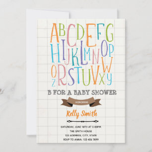 Invitation Thème de baby shower Alphabet B