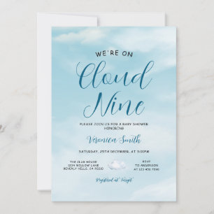 Invitation Thème de Baby Shower Elegant Ciel Bleu Cloud Nine