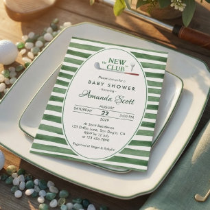 Invitation Thème de Baby Shower "Nouvelle recrue au golf"