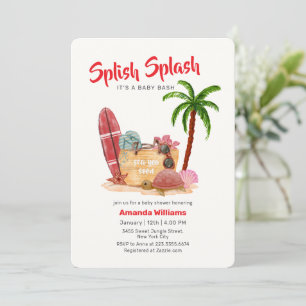 Invitation Thème de Baby Shower Palmier Plage de Surf Océaniq