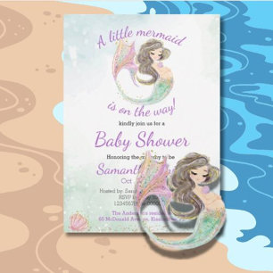 Invitation Thème de Baby shower Soft Brown Mermaid