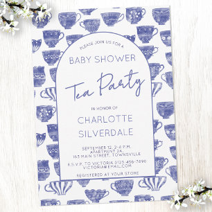 Invitation Thème de Baby Shower Tasse de Thé à l'Aquarelle Vi