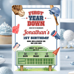 Invitation Thème de baseball Première année Première fête d'a