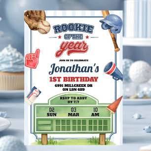 Invitation Thème de baseball Recrue de l'année Premier annive