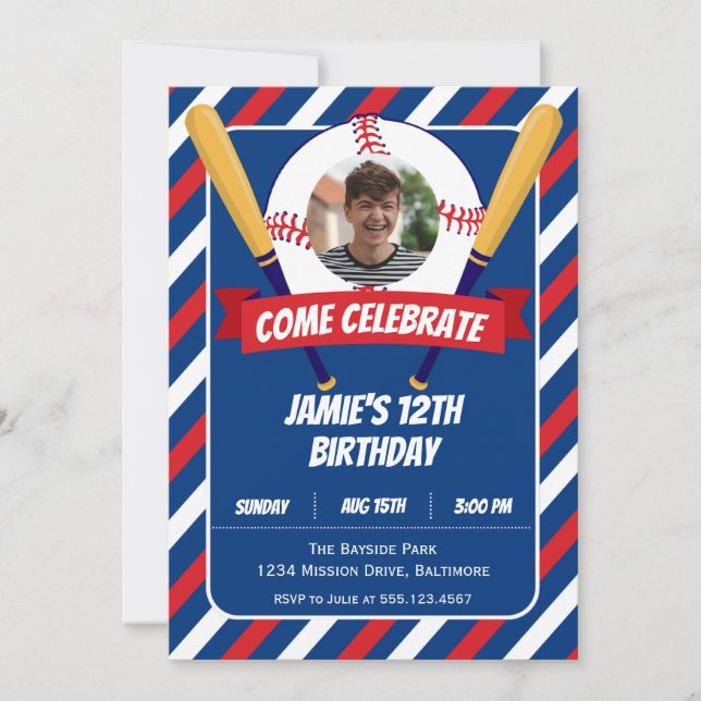 Invitation Thème de baseball Sport Été Extérieur Anniversaire (Devant)