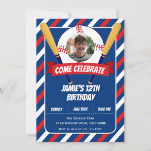 Invitation Thème de baseball Sport Été Extérieur Anniversaire
