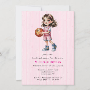 Invitation Thème de basket-ball Fête d'anniversaire pour la f