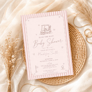 Invitation Thème de bébé fille Baby Shower de golf Rose Edita