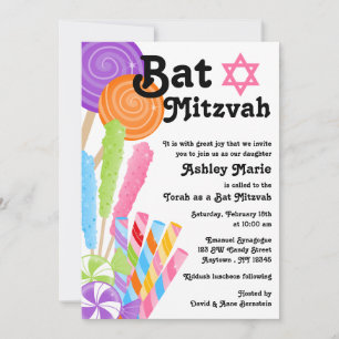 Invitation Thème de bonbons Bar Mitzvah