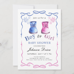 Invitation Thème de chaussures de bébé à l'aquarelle Baby S